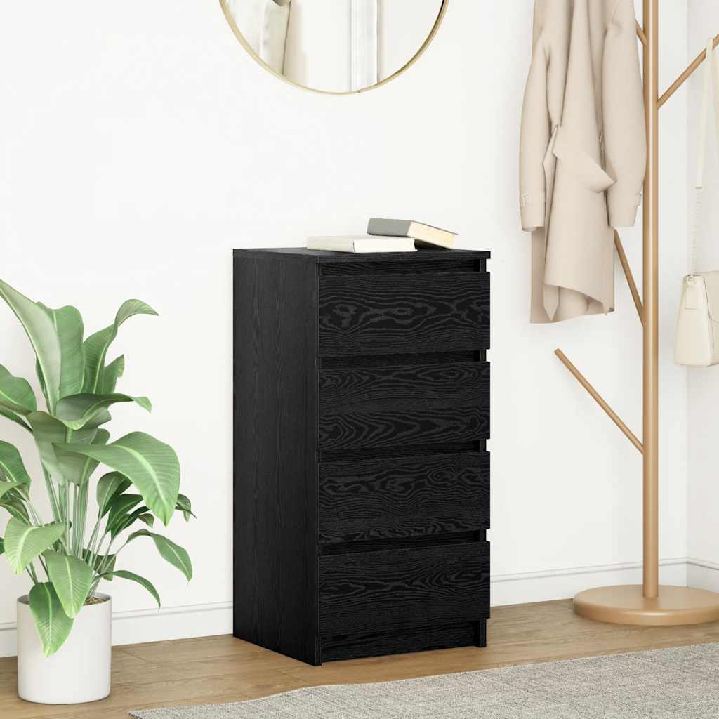 Dressoir 37,5x35x76 cm spaanplaat zwart eikenkleurig is nu te koop bij PeponiXL, paradijselijk wonen!