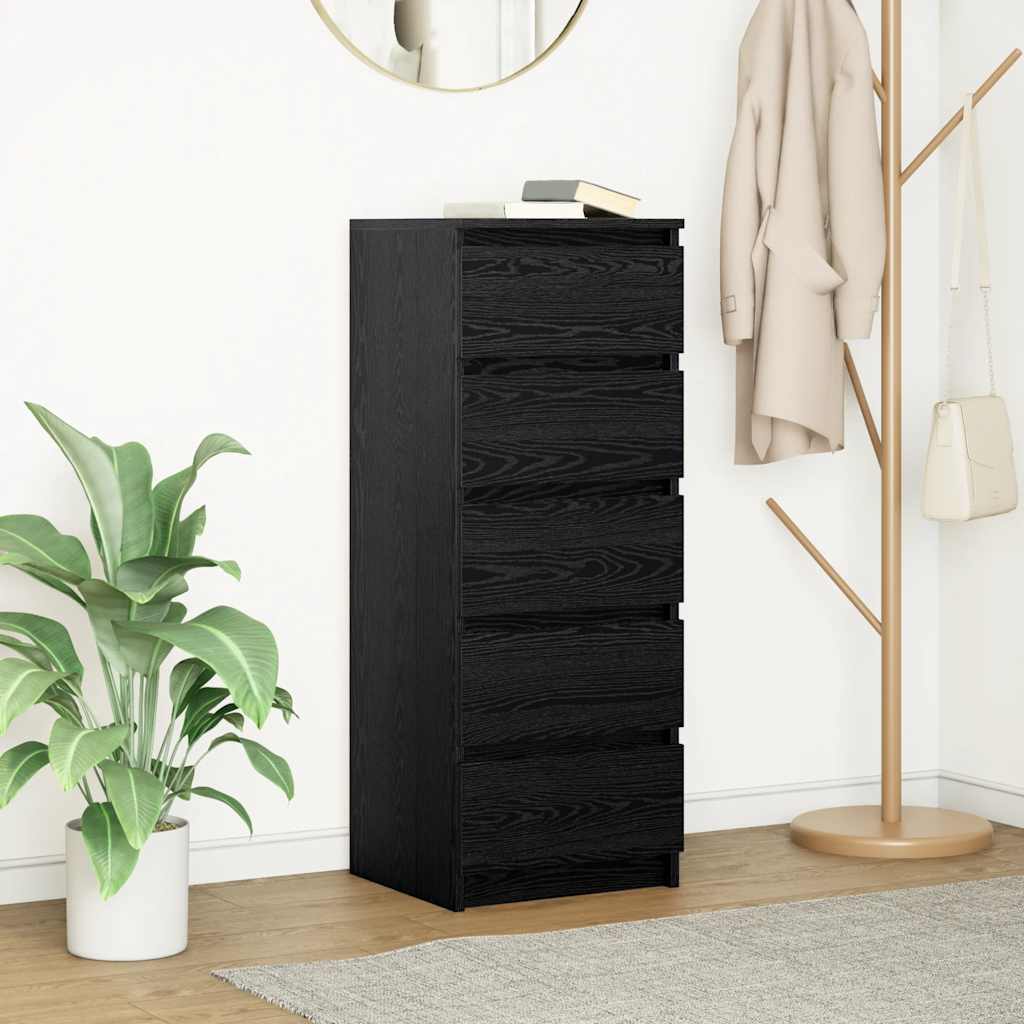 Dressoir met lades 37,5x35x99 cm spaanplaat zwart eikenkleurig is nu te koop bij PeponiXL, paradijselijk wonen!