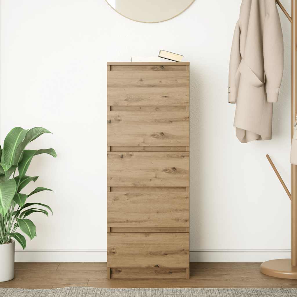 Dressoir met lades 37,5x35x99cm spaanplaat artisanaal eikenhout is nu te koop bij PeponiXL, paradijselijk wonen!