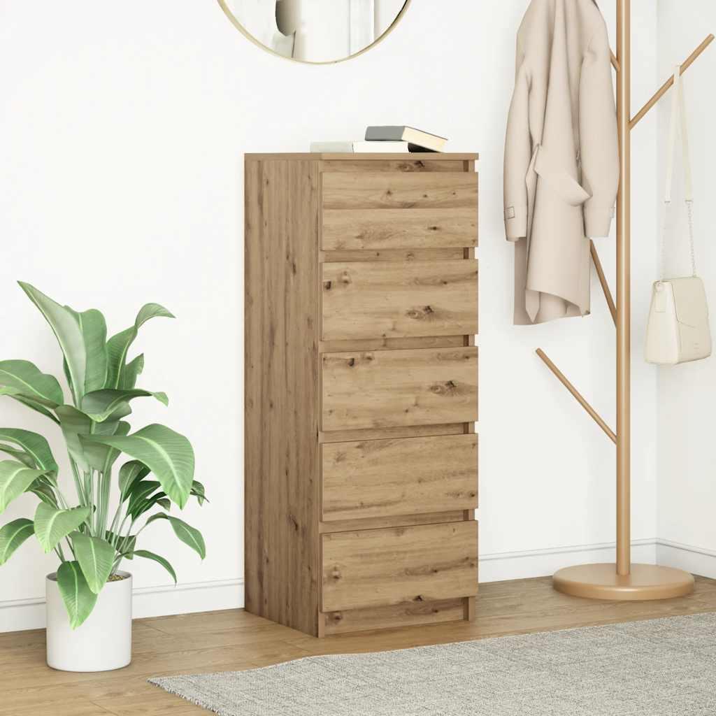 Dressoir met lades 37,5x35x99cm spaanplaat artisanaal eikenhout is nu te koop bij PeponiXL, paradijselijk wonen!