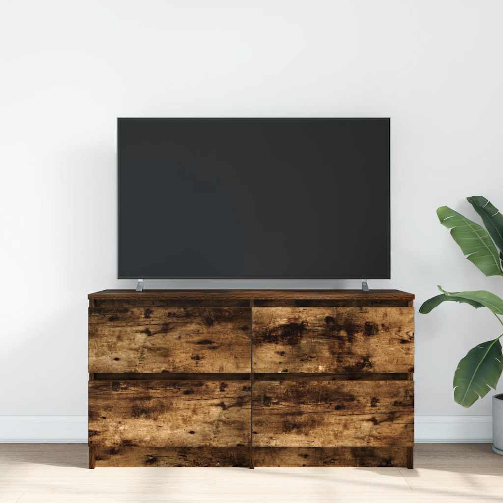 Tv-meubel 100x35x54 cm bewerkt hout gerookt eikenkleurig is nu te koop bij PeponiXL, paradijselijk wonen!
