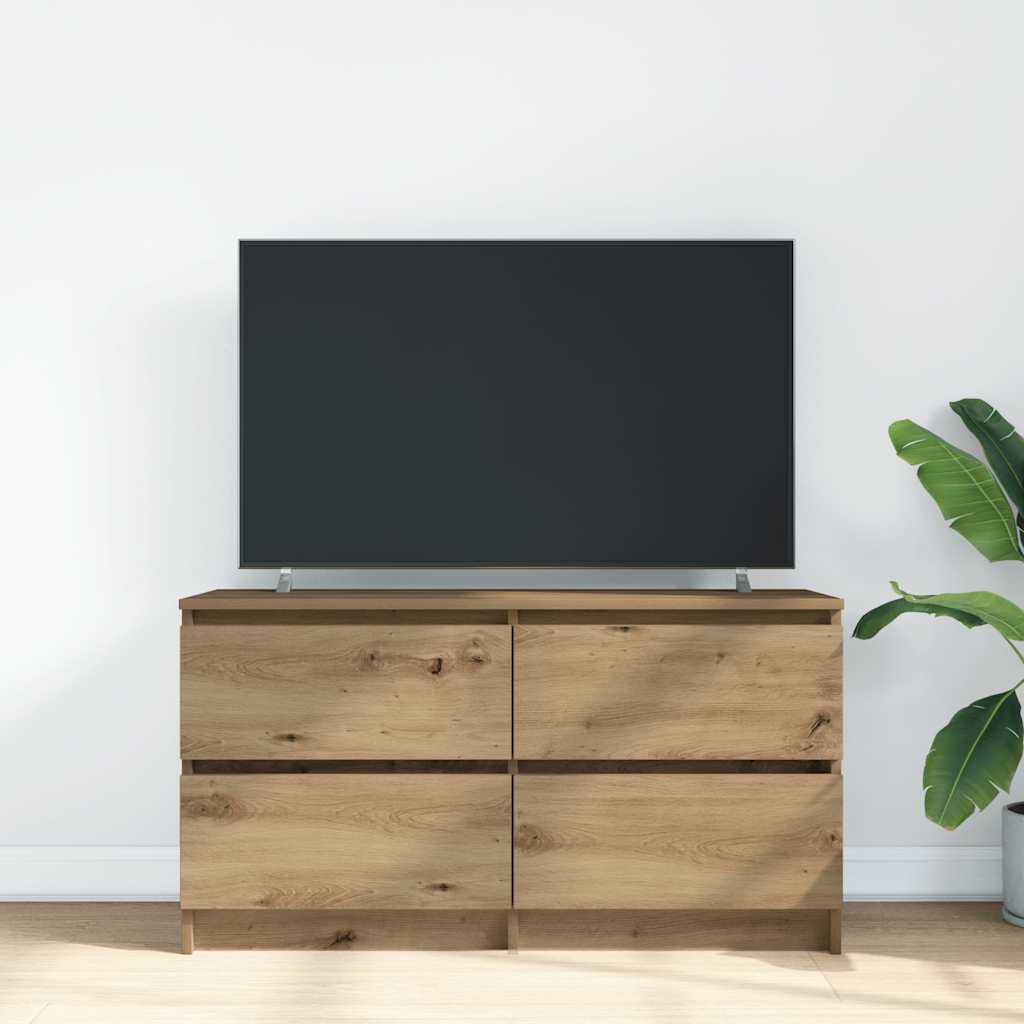 Tv-meubel 100x35x54 cm bewerkt hout artisanaal eikenkleurig is nu te koop bij PeponiXL, paradijselijk wonen!