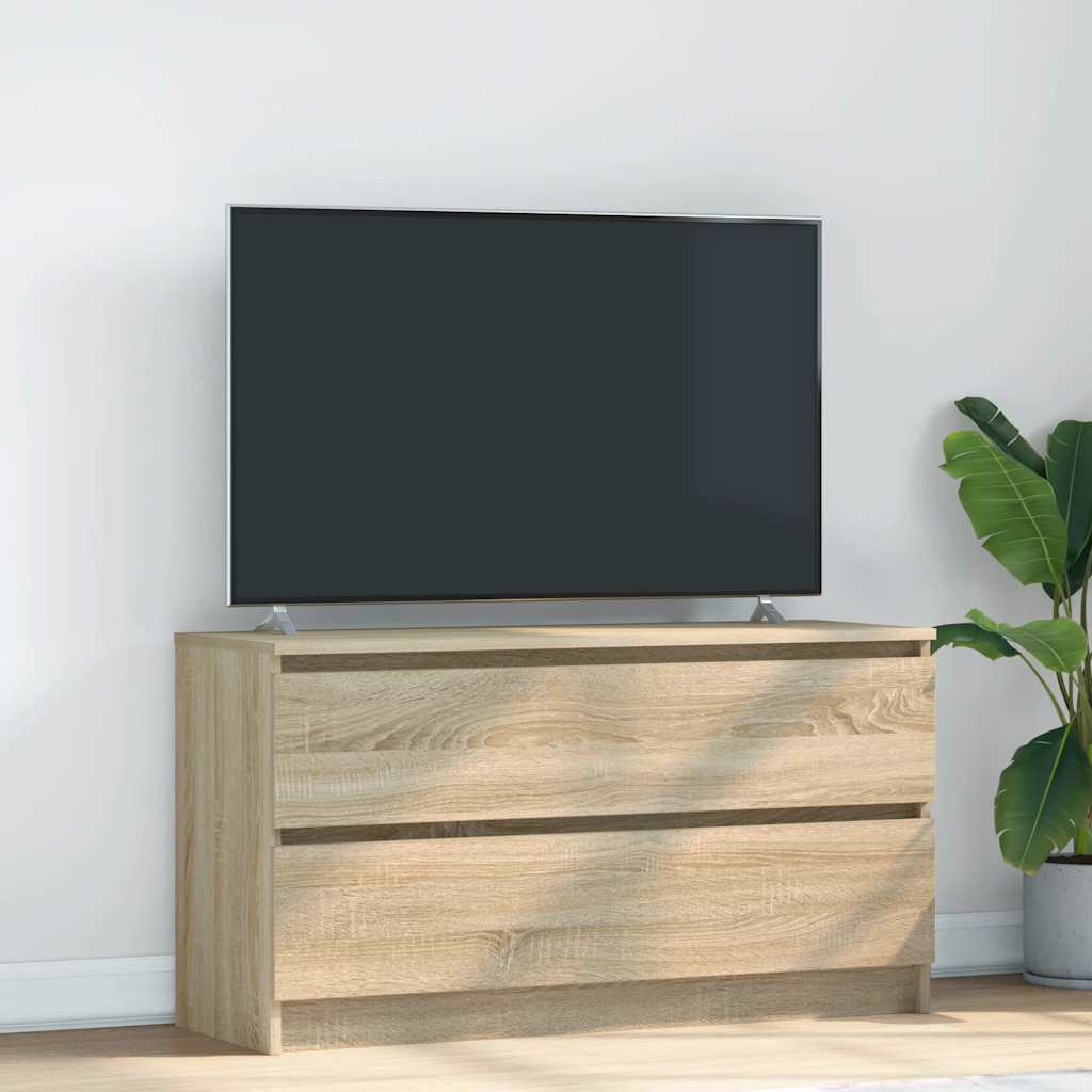 Tv-meubel 100x35x54 cm bewerkt hout sonoma eikenkleurig is nu te koop bij PeponiXL, paradijselijk wonen!