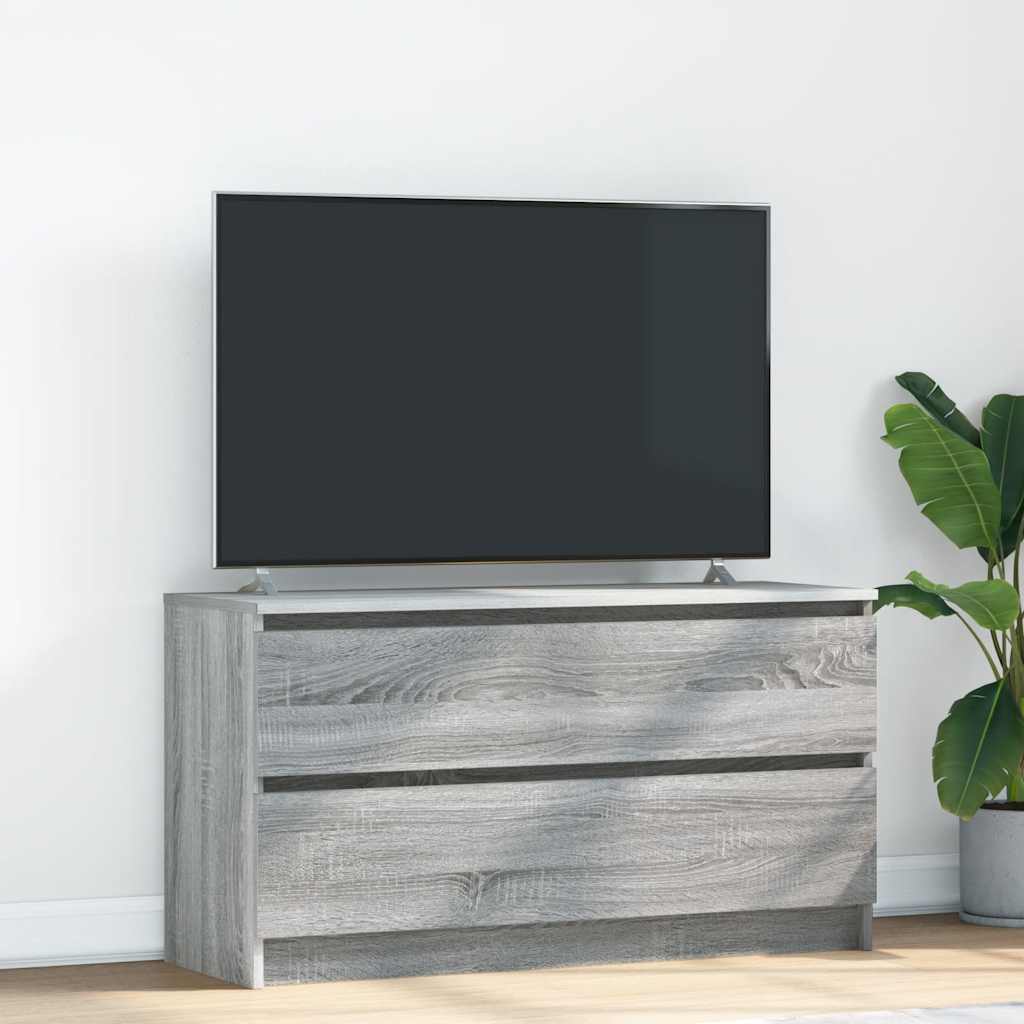 Tv-meubel 100x35x54 cm bewerkt hout grijs sonoma eikenkleurig is nu te koop bij PeponiXL, paradijselijk wonen!