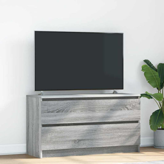 Tv-meubel 100x35x54 cm bewerkt hout grijs sonoma eikenkleurig is nu te koop bij PeponiXL, paradijselijk wonen!