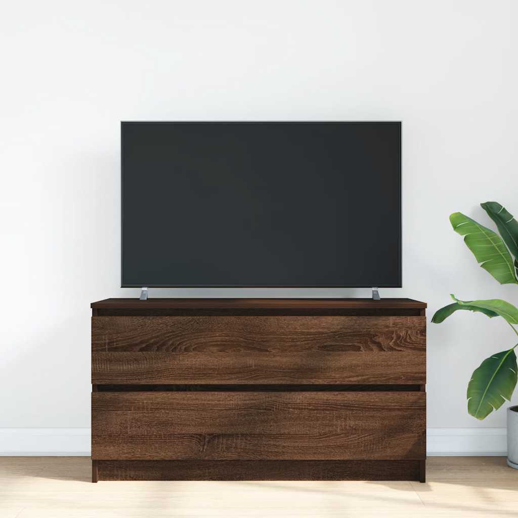 Tv-meubel 100x35x54 cm bewerkt hout bruin eikenkleur is nu te koop bij PeponiXL, paradijselijk wonen!