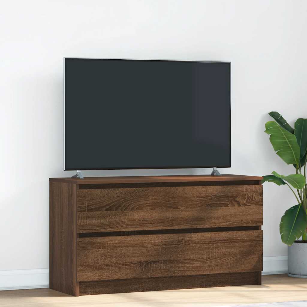 Tv-meubel 100x35x54 cm bewerkt hout bruin eikenkleur is nu te koop bij PeponiXL, paradijselijk wonen!