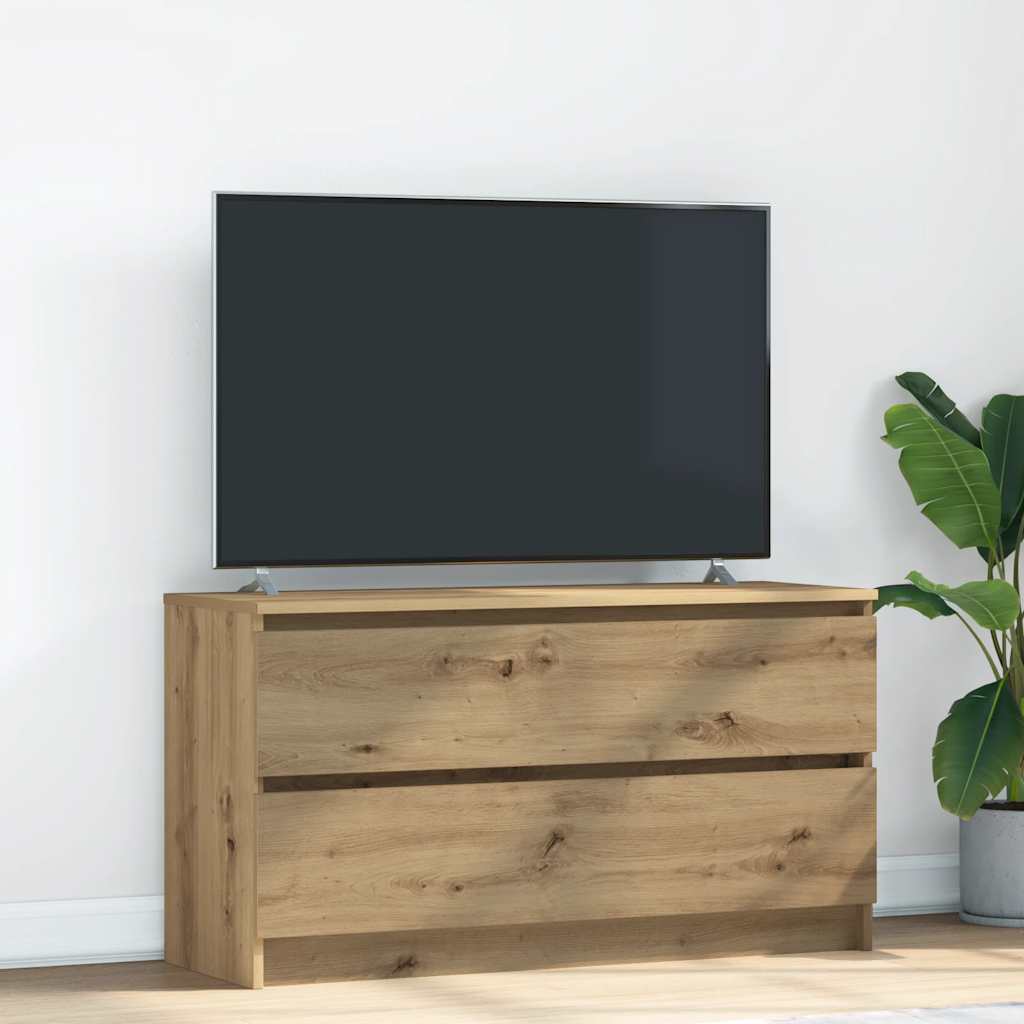 Tv-meubel 100x35x54 cm bewerkt hout artisanaal eikenkleurig is nu te koop bij PeponiXL, paradijselijk wonen!