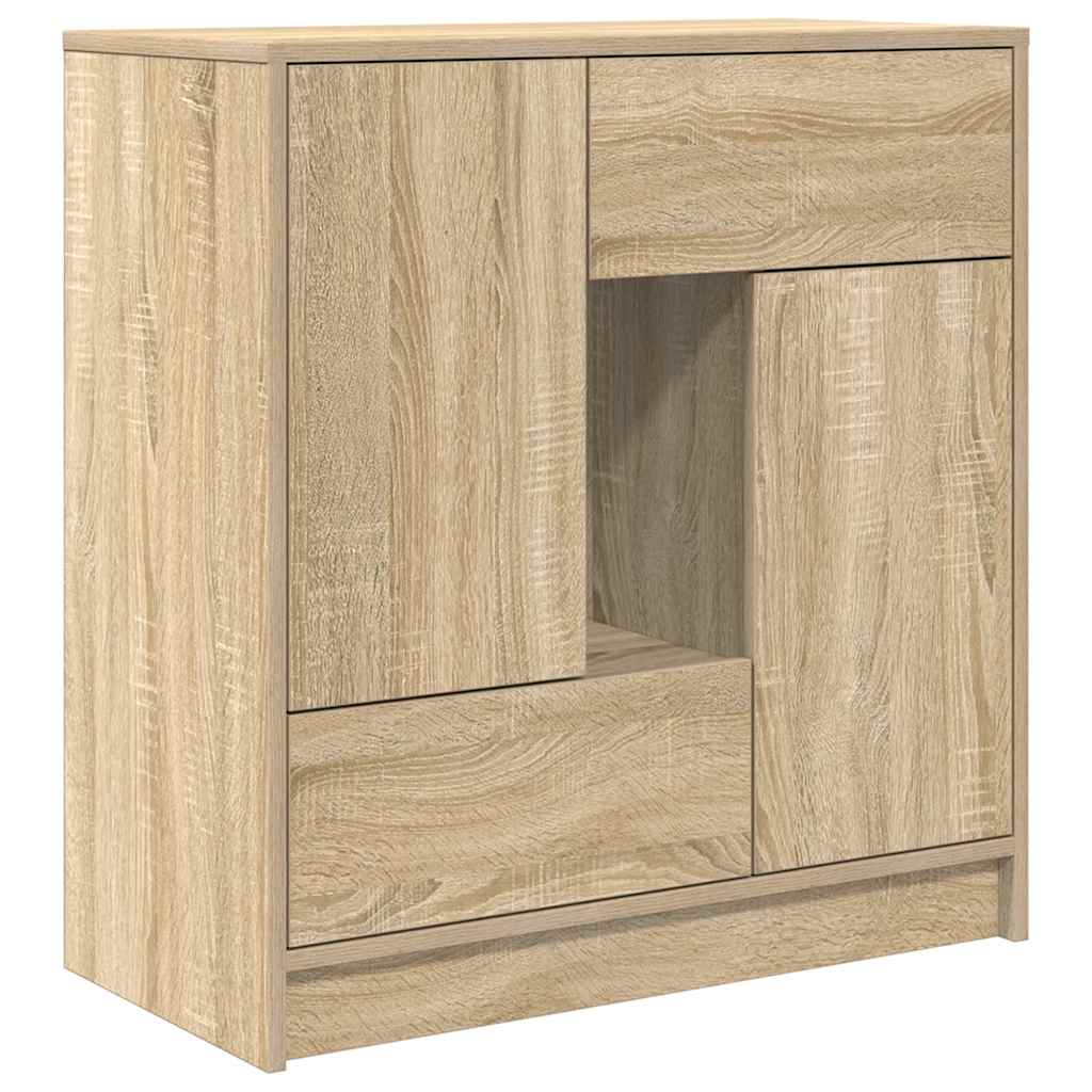 Dressoir met lades deuren 70,5x34x74,5 cm sonoma eikenkleurig is nu te koop bij PeponiXL, paradijselijk wonen!