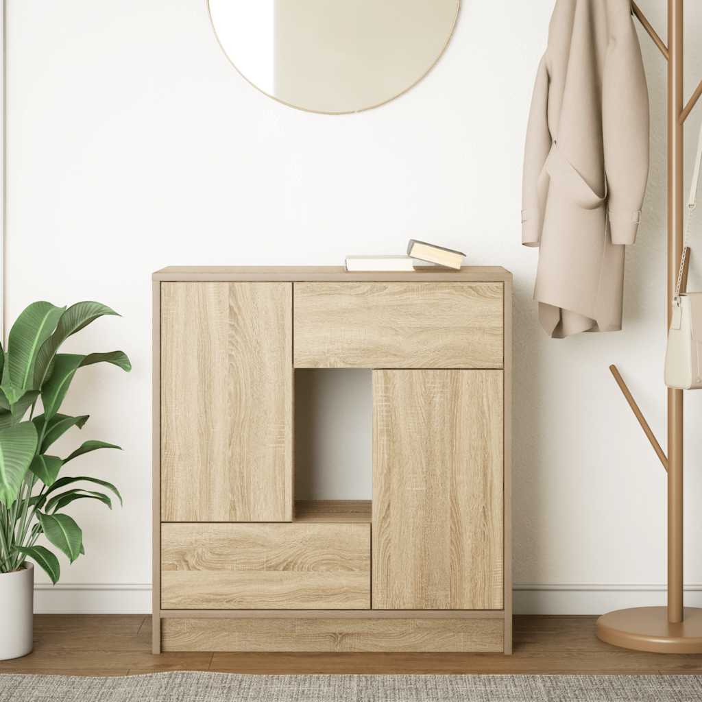 Dressoir met lades deuren 70,5x34x74,5 cm sonoma eikenkleurig is nu te koop bij PeponiXL, paradijselijk wonen!