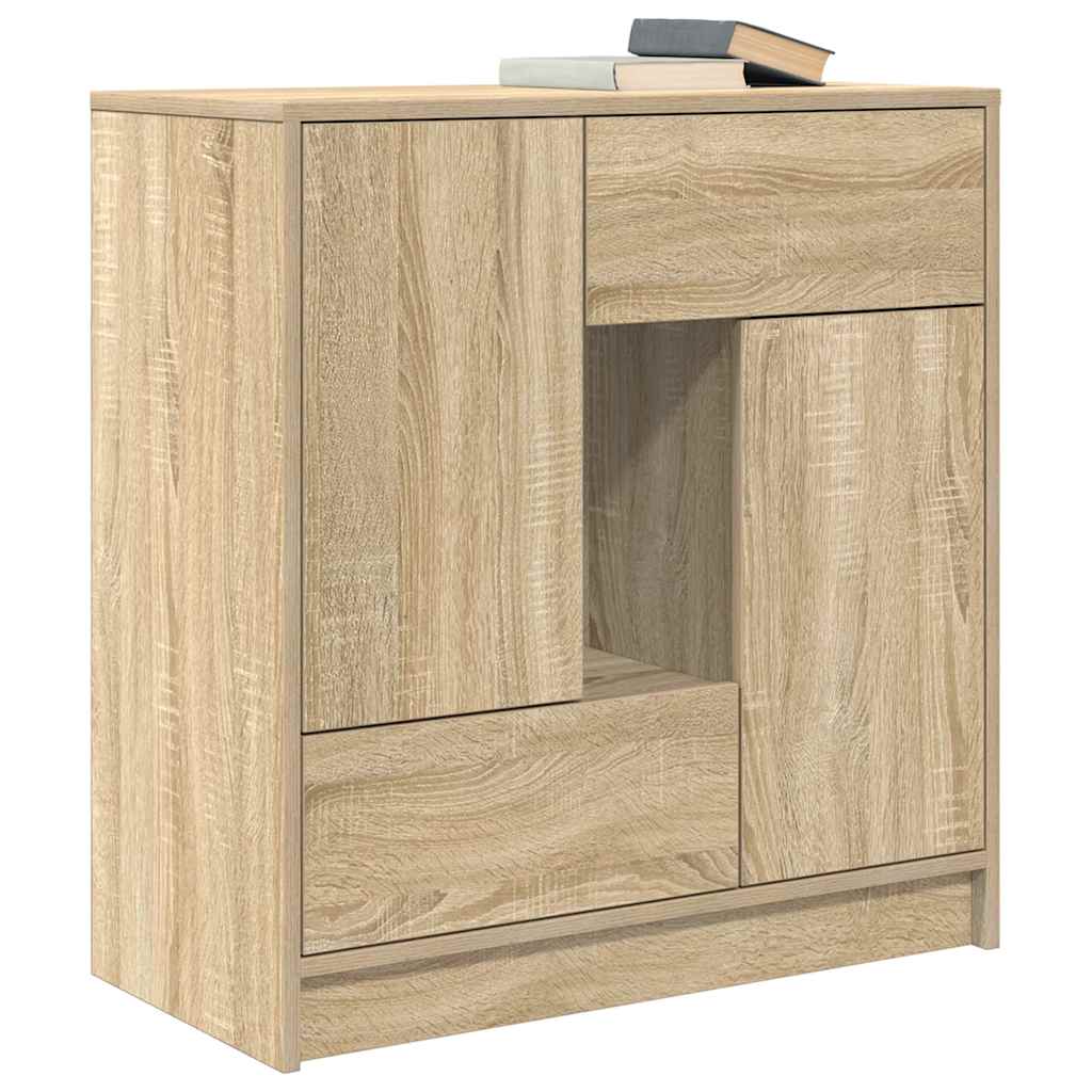 Dressoir met lades deuren 70,5x34x74,5 cm sonoma eikenkleurig is nu te koop bij PeponiXL, paradijselijk wonen!