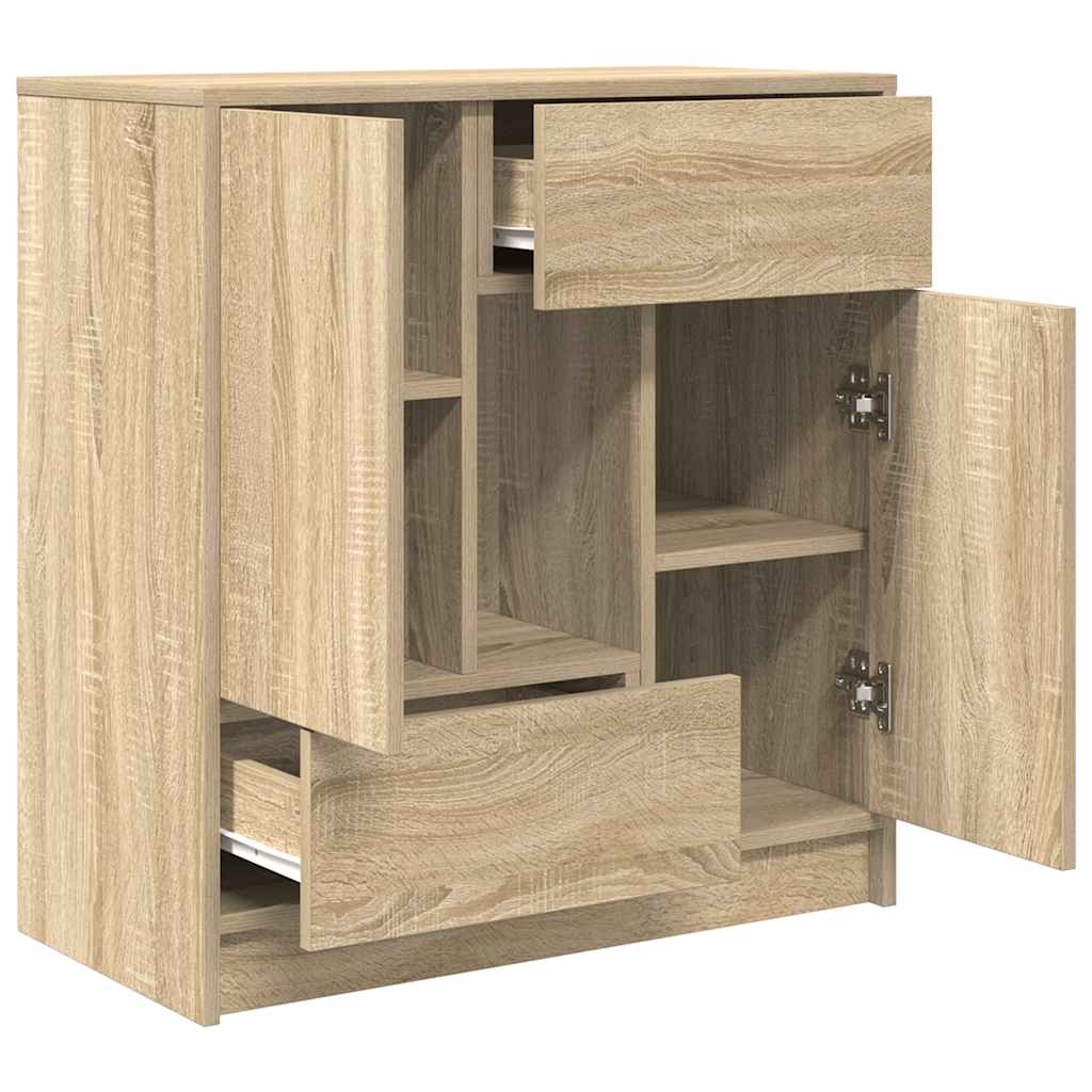 Dressoir met lades deuren 70,5x34x74,5 cm sonoma eikenkleurig is nu te koop bij PeponiXL, paradijselijk wonen!