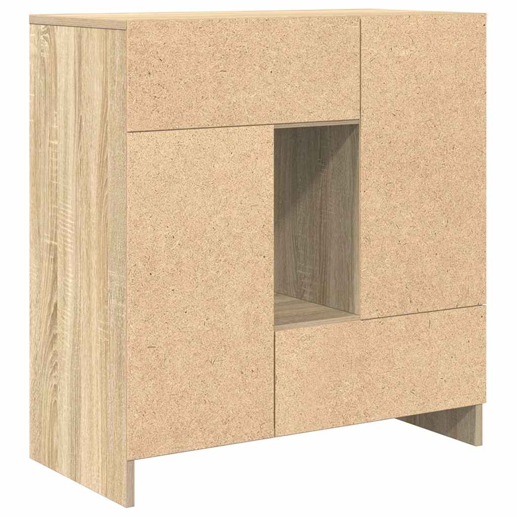 Dressoir met lades deuren 70,5x34x74,5 cm sonoma eikenkleurig is nu te koop bij PeponiXL, paradijselijk wonen!