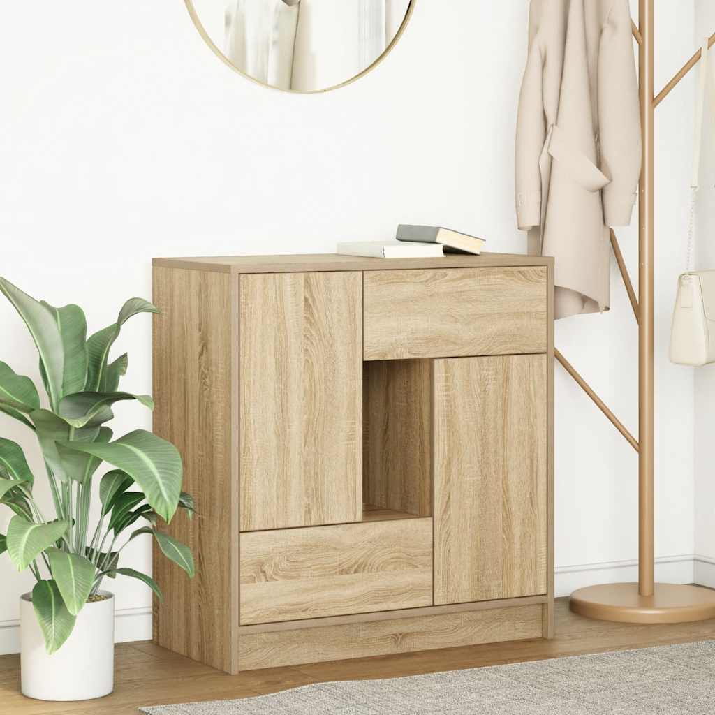 Dressoir met lades deuren 70,5x34x74,5 cm sonoma eikenkleurig is nu te koop bij PeponiXL, paradijselijk wonen!