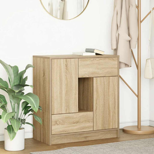 Dressoir met lades deuren 70,5x34x74,5 cm sonoma eikenkleurig is nu te koop bij PeponiXL, paradijselijk wonen!