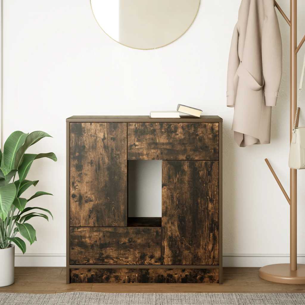 Dressoir met lades en deuren 70,5x34x74,5 cm gerookt eiken is nu te koop bij PeponiXL, paradijselijk wonen!