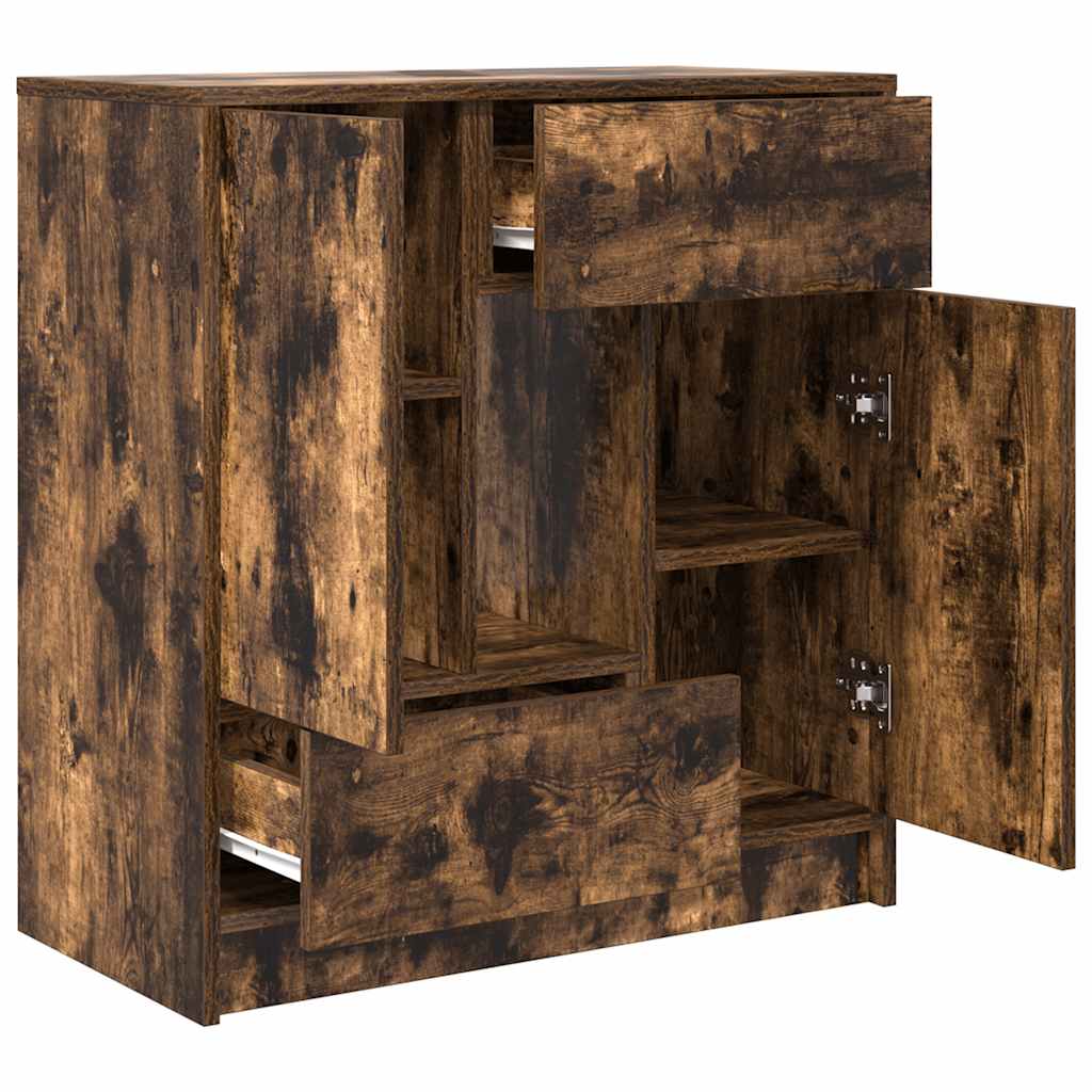 Dressoir met lades en deuren 70,5x34x74,5 cm gerookt eiken is nu te koop bij PeponiXL, paradijselijk wonen!