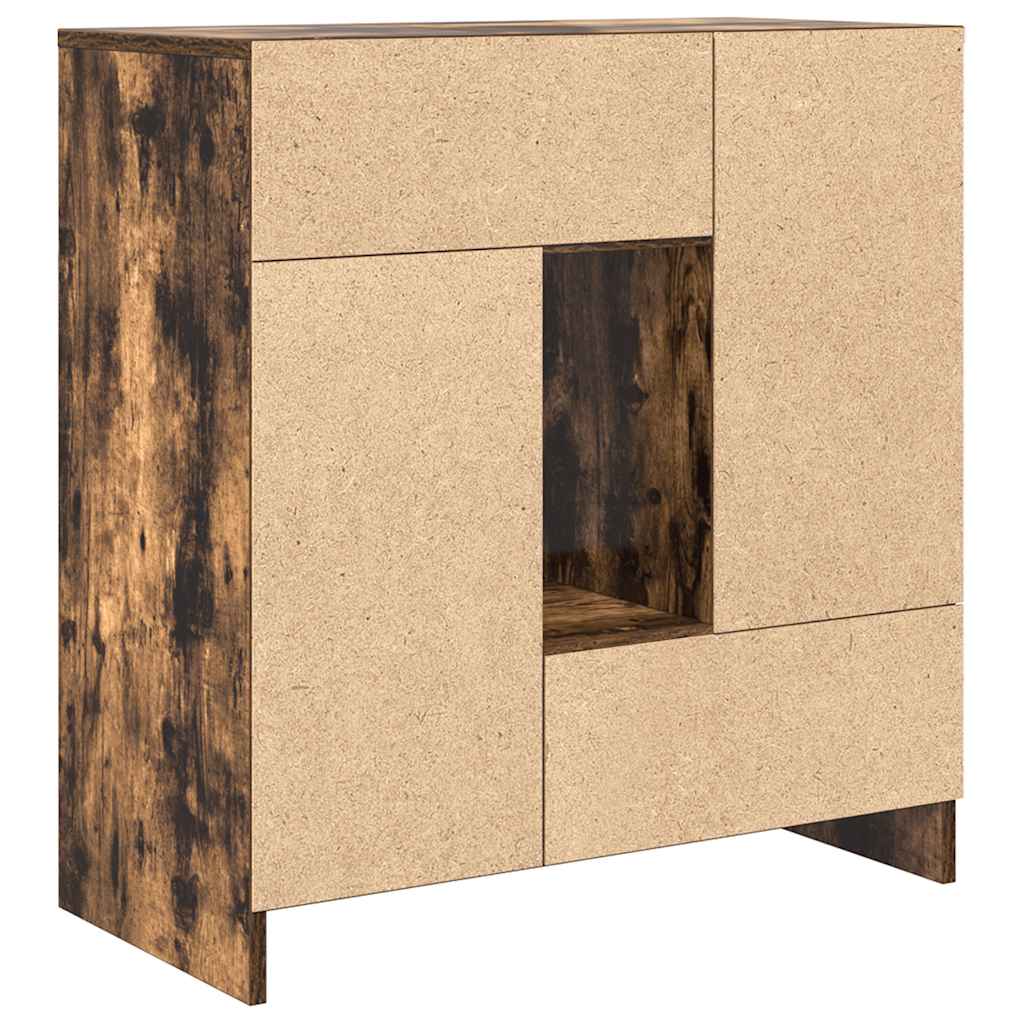 Dressoir met lades en deuren 70,5x34x74,5 cm gerookt eiken is nu te koop bij PeponiXL, paradijselijk wonen!
