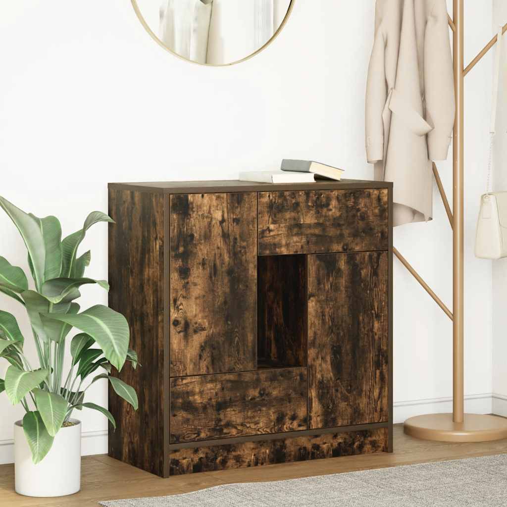 Dressoir met lades en deuren 70,5x34x74,5 cm gerookt eiken is nu te koop bij PeponiXL, paradijselijk wonen!