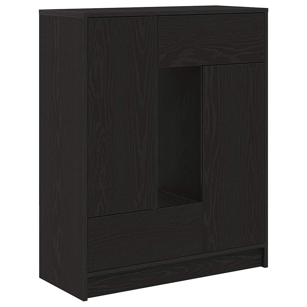 Dressoir met lades en deuren 73x31x90 cm zwart eikenkleurig is nu te koop bij PeponiXL, paradijselijk wonen!
