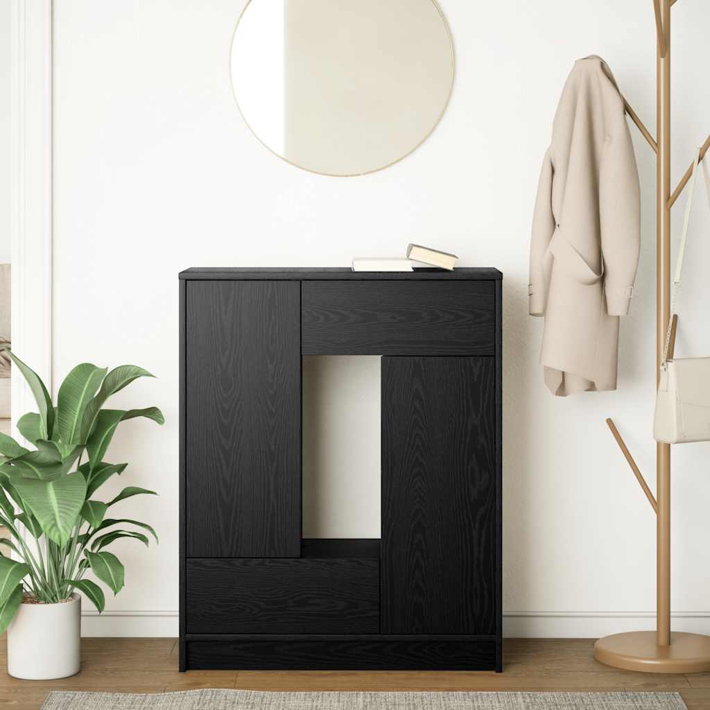 Dressoir met lades en deuren 73x31x90 cm zwart eikenkleurig is nu te koop bij PeponiXL, paradijselijk wonen!