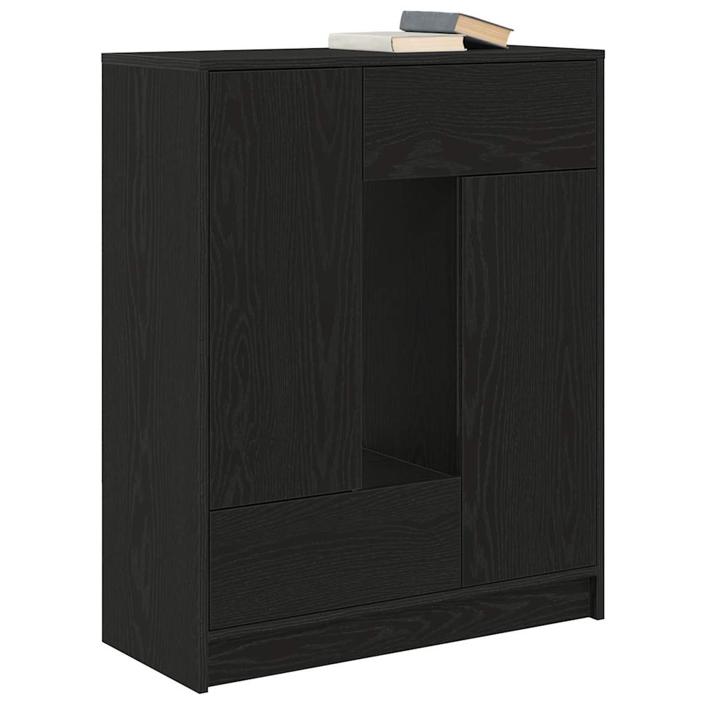 Dressoir met lades en deuren 73x31x90 cm zwart eikenkleurig is nu te koop bij PeponiXL, paradijselijk wonen!