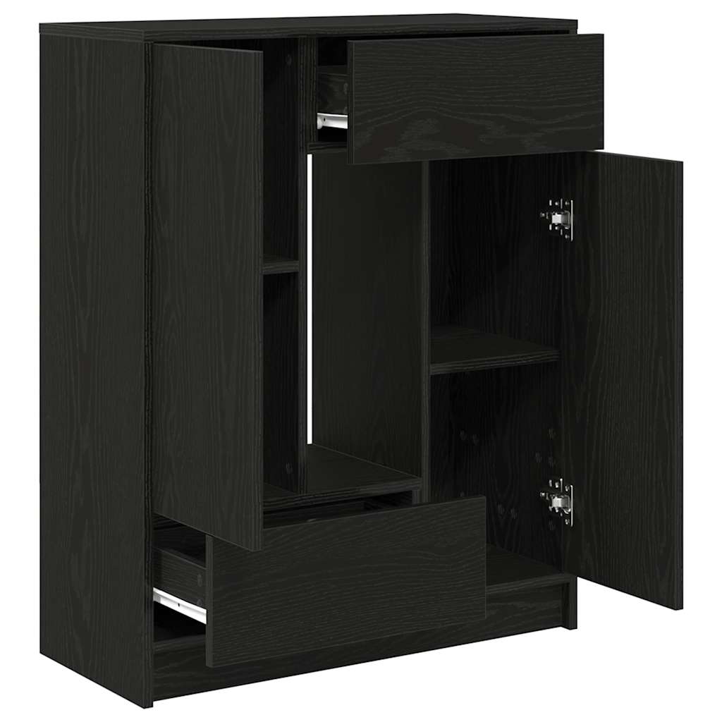 Dressoir met lades en deuren 73x31x90 cm zwart eikenkleurig is nu te koop bij PeponiXL, paradijselijk wonen!