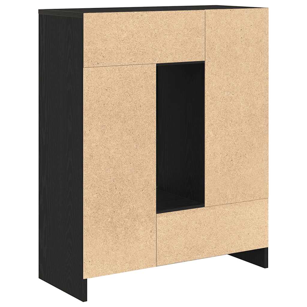 Dressoir met lades en deuren 73x31x90 cm zwart eikenkleurig is nu te koop bij PeponiXL, paradijselijk wonen!