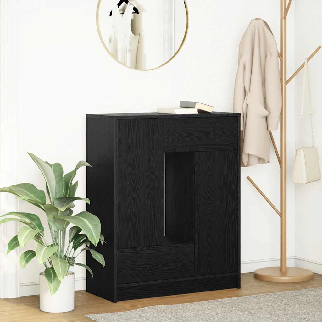 Dressoir met lades en deuren 73x31x90 cm zwart eikenkleurig is nu te koop bij PeponiXL, paradijselijk wonen!