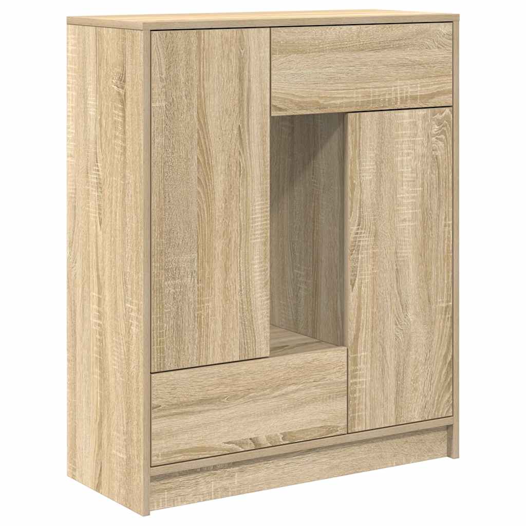 Dressoir met lades en deuren 73x31x90 cm sonoma eikenkleurig is nu te koop bij PeponiXL, paradijselijk wonen!
