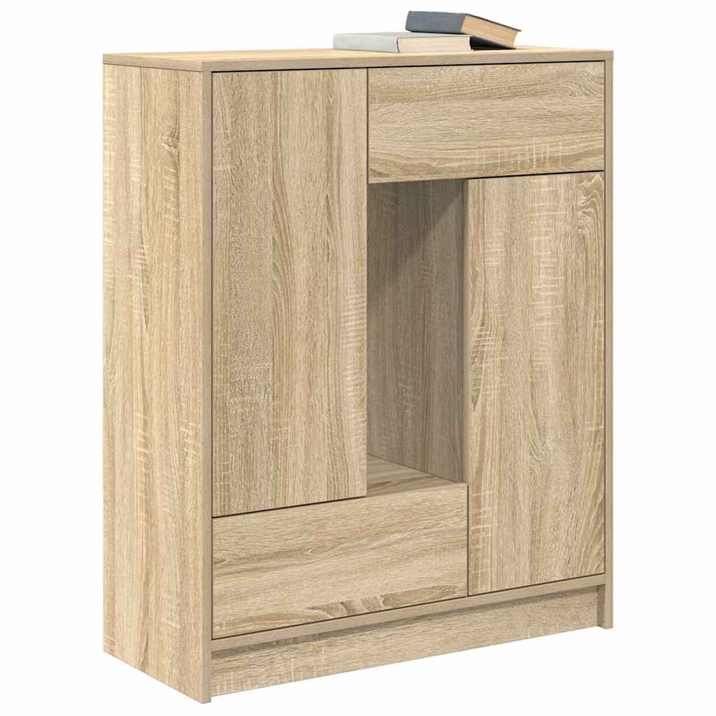 Dressoir met lades en deuren 73x31x90 cm sonoma eikenkleurig is nu te koop bij PeponiXL, paradijselijk wonen!