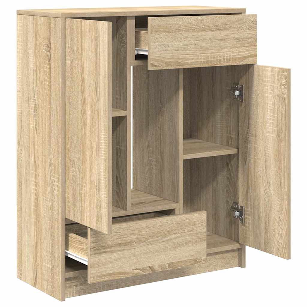 Dressoir met lades en deuren 73x31x90 cm sonoma eikenkleurig is nu te koop bij PeponiXL, paradijselijk wonen!