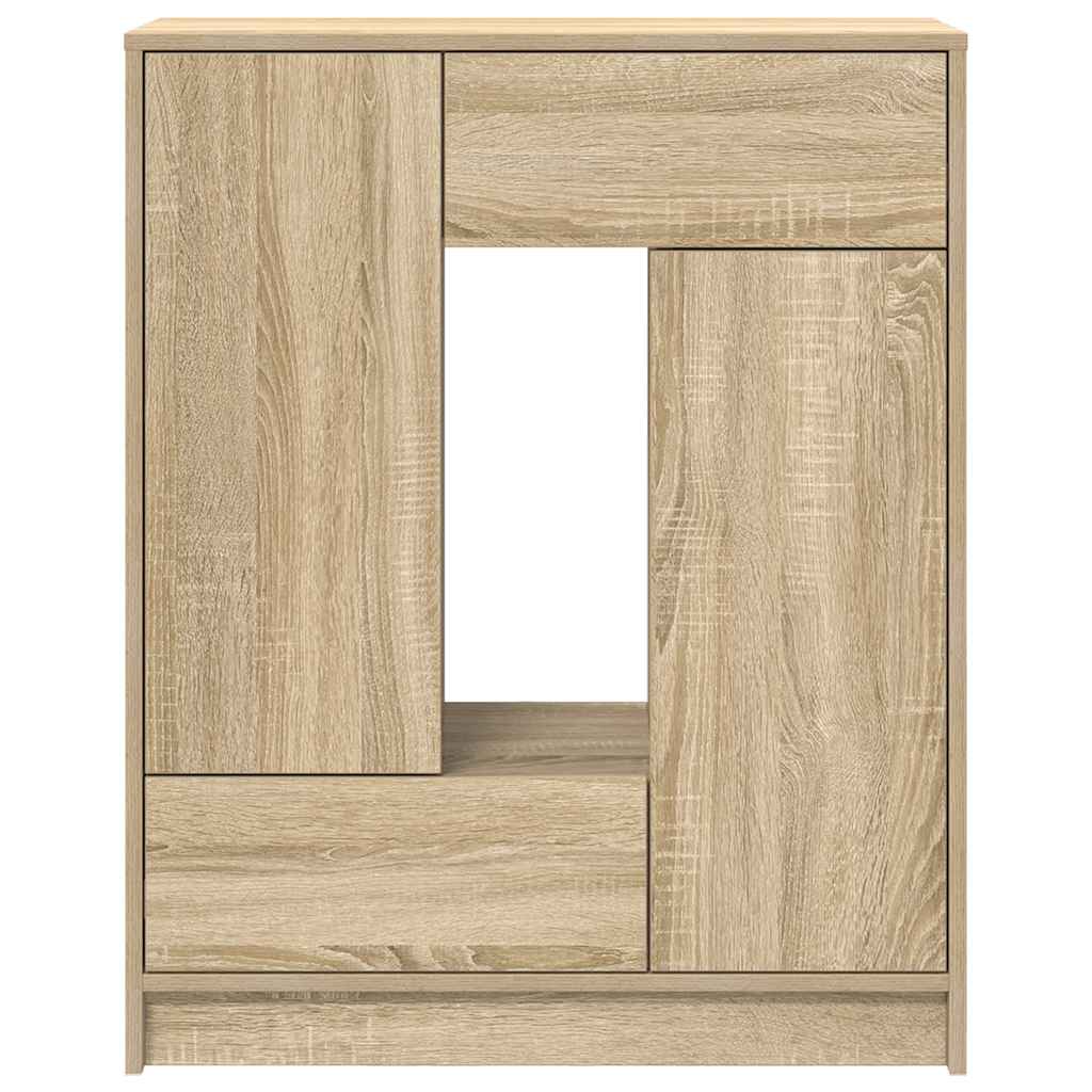 Dressoir met lades en deuren 73x31x90 cm sonoma eikenkleurig is nu te koop bij PeponiXL, paradijselijk wonen!