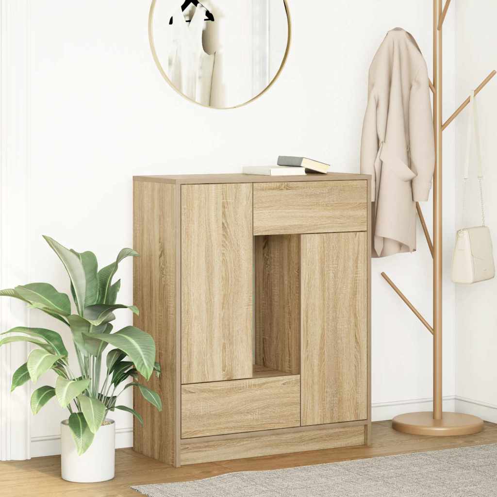Dressoir met lades en deuren 73x31x90 cm sonoma eikenkleurig is nu te koop bij PeponiXL, paradijselijk wonen!