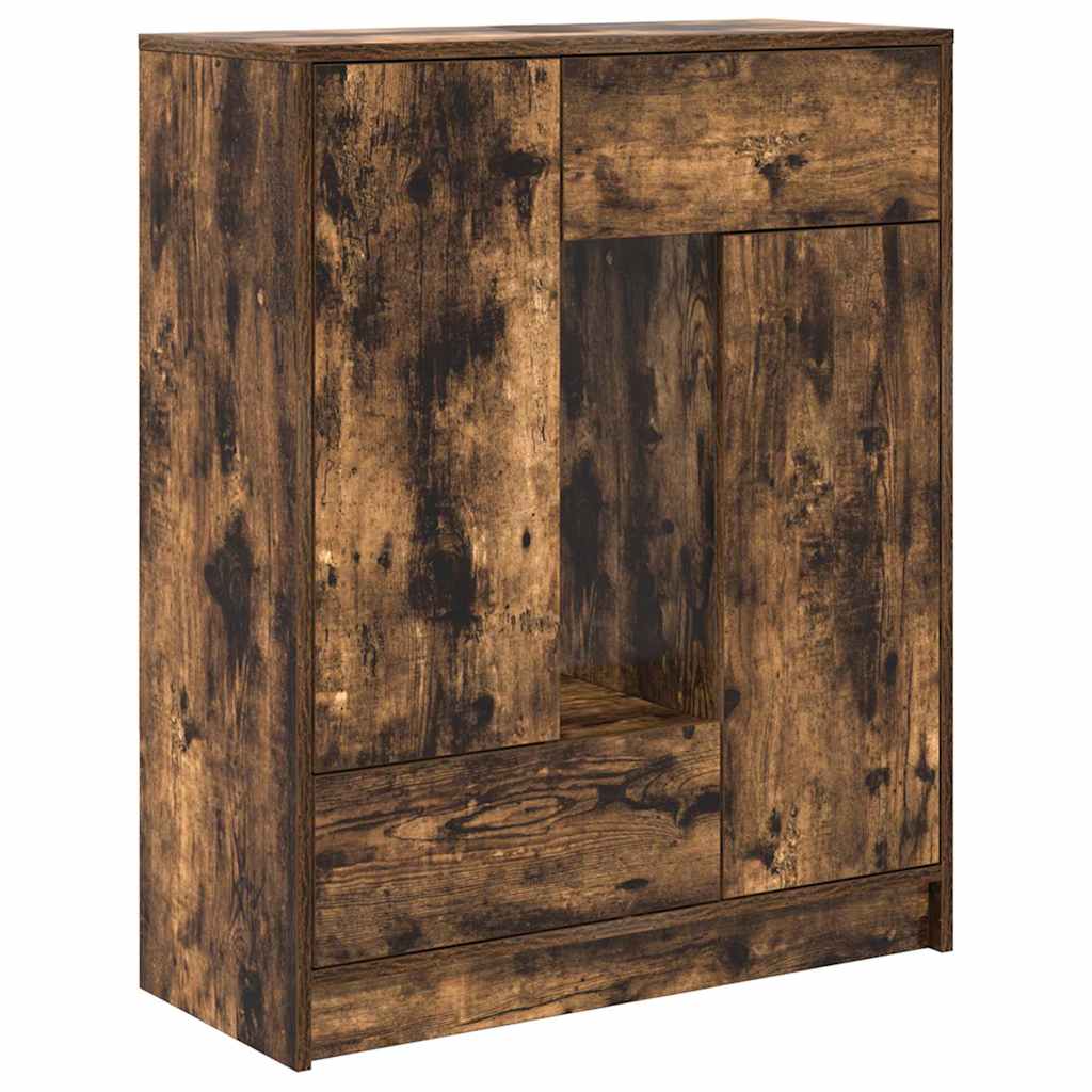 Dressoir met lades en deuren 73x31x90 cm gerookt eiken is nu te koop bij PeponiXL, paradijselijk wonen!