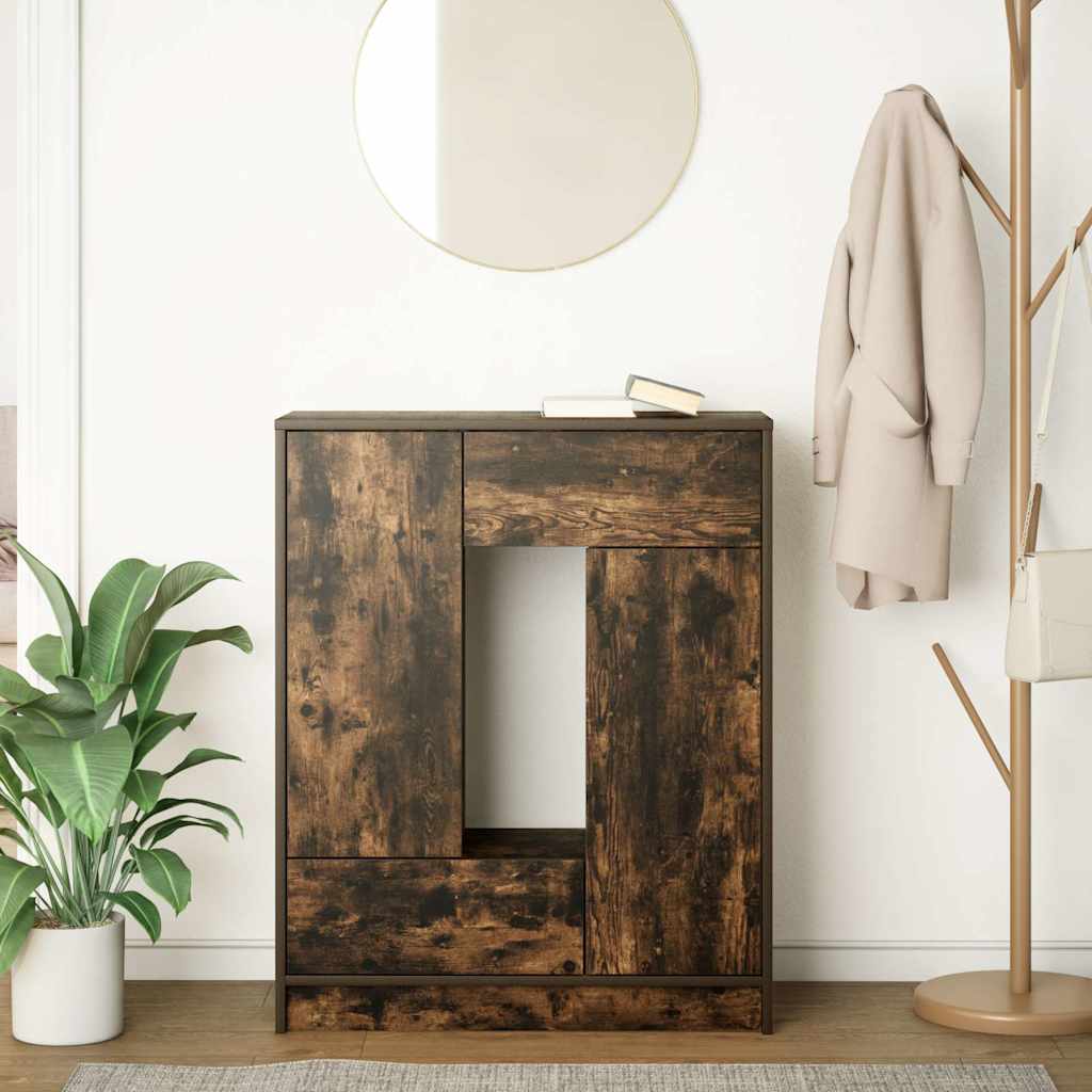 Dressoir met lades en deuren 73x31x90 cm gerookt eiken is nu te koop bij PeponiXL, paradijselijk wonen!