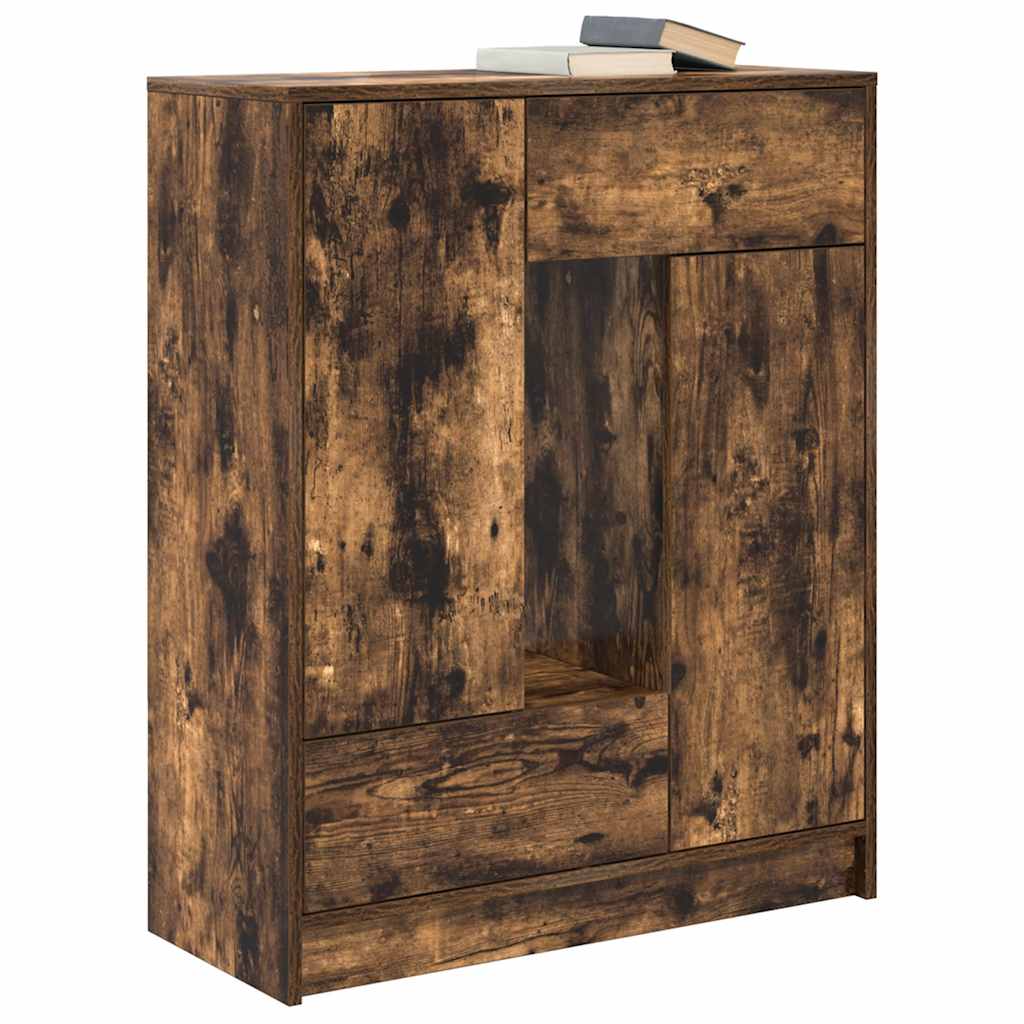 Dressoir met lades en deuren 73x31x90 cm gerookt eiken is nu te koop bij PeponiXL, paradijselijk wonen!