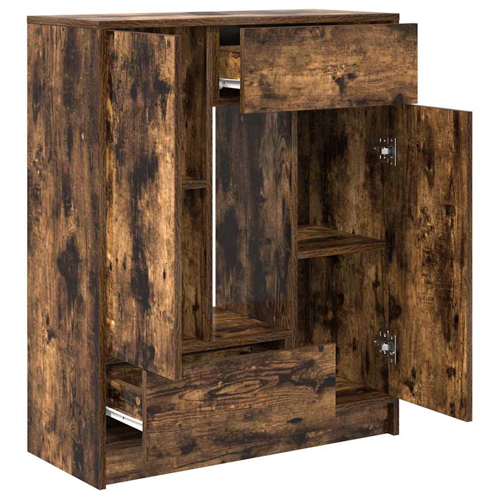 Dressoir met lades en deuren 73x31x90 cm gerookt eiken is nu te koop bij PeponiXL, paradijselijk wonen!