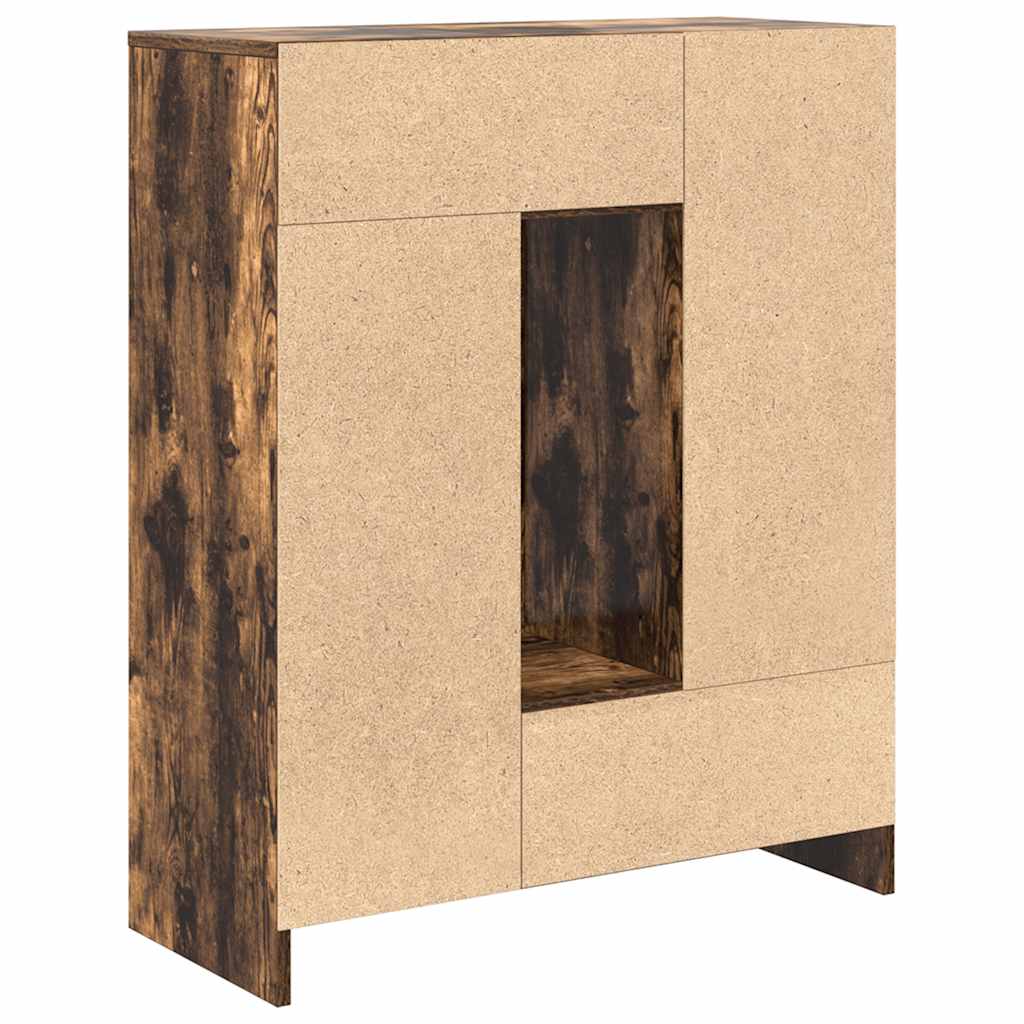 Dressoir met lades en deuren 73x31x90 cm gerookt eiken is nu te koop bij PeponiXL, paradijselijk wonen!