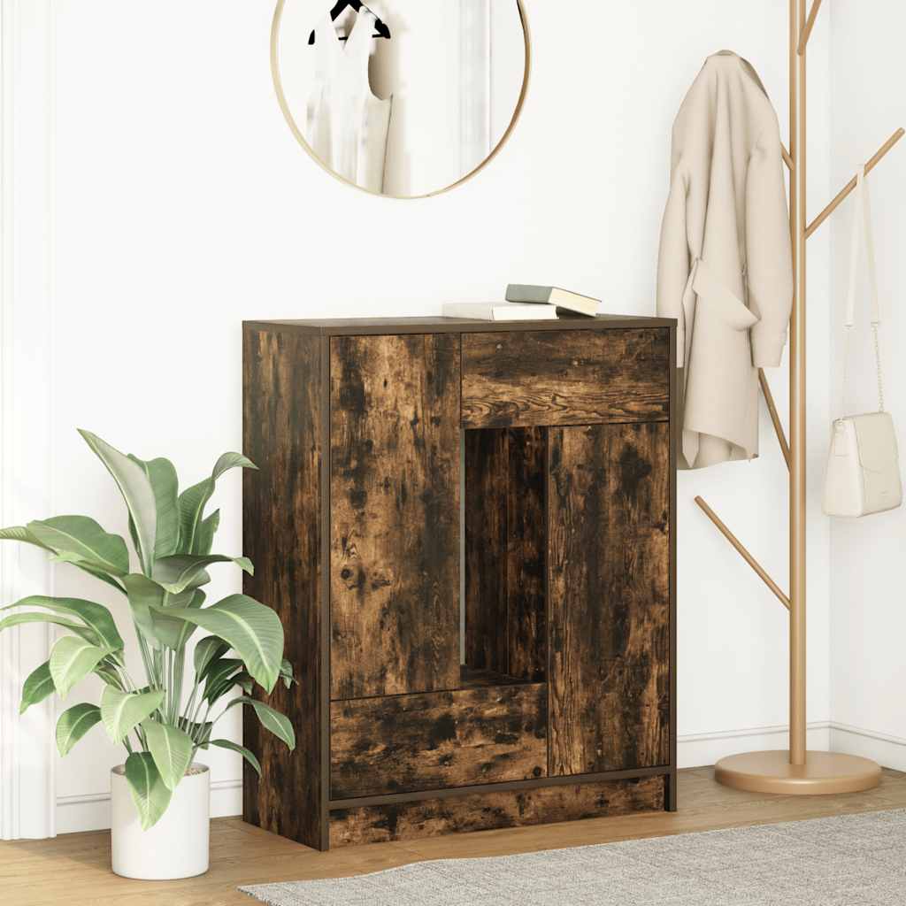 Dressoir met lades en deuren 73x31x90 cm gerookt eiken is nu te koop bij PeponiXL, paradijselijk wonen!