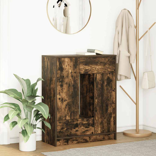 Dressoir met lades en deuren 73x31x90 cm gerookt eiken is nu te koop bij PeponiXL, paradijselijk wonen!