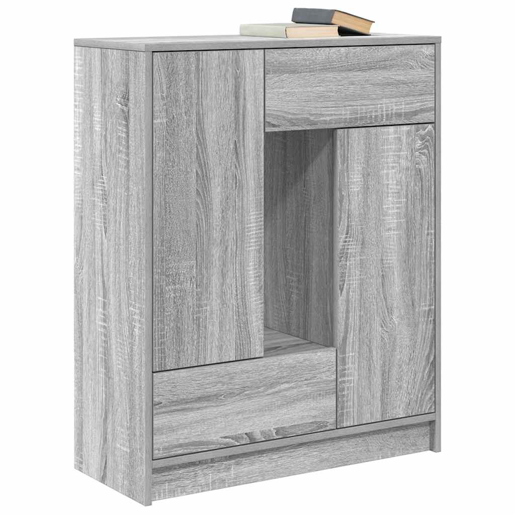 Dressoir met lades en deuren 73x31x90 cm grijs Sonoma is nu te koop bij PeponiXL, paradijselijk wonen!