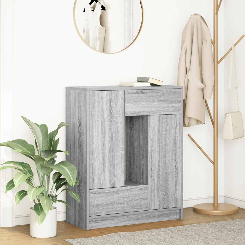 Dressoir met lades en deuren 73x31x90 cm grijs Sonoma is nu te koop bij PeponiXL, paradijselijk wonen!