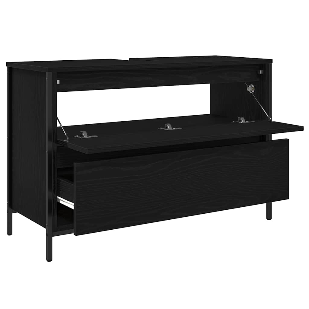 Badkamerkast met lades 90x34,5x60 cm zwart eikenkleurig is nu te koop bij PeponiXL, paradijselijk wonen!