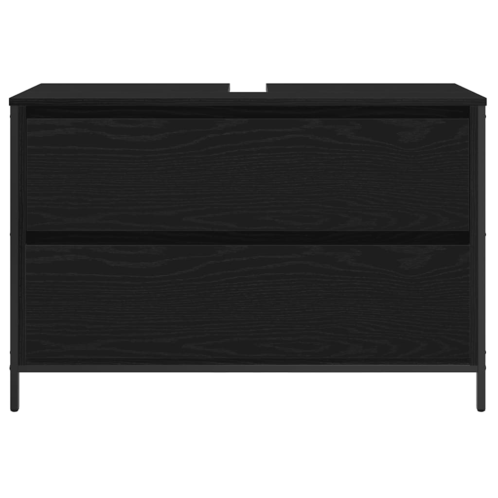 Badkamerkast met lades 90x34,5x60 cm zwart eikenkleurig is nu te koop bij PeponiXL, paradijselijk wonen!