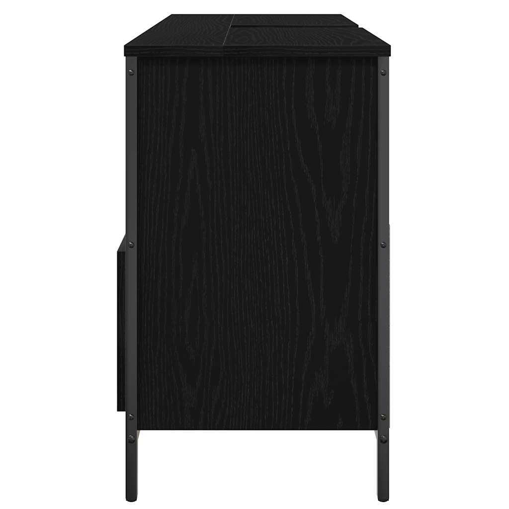 Badkamerkast met lades 90x34,5x60 cm zwart eikenkleurig is nu te koop bij PeponiXL, paradijselijk wonen!