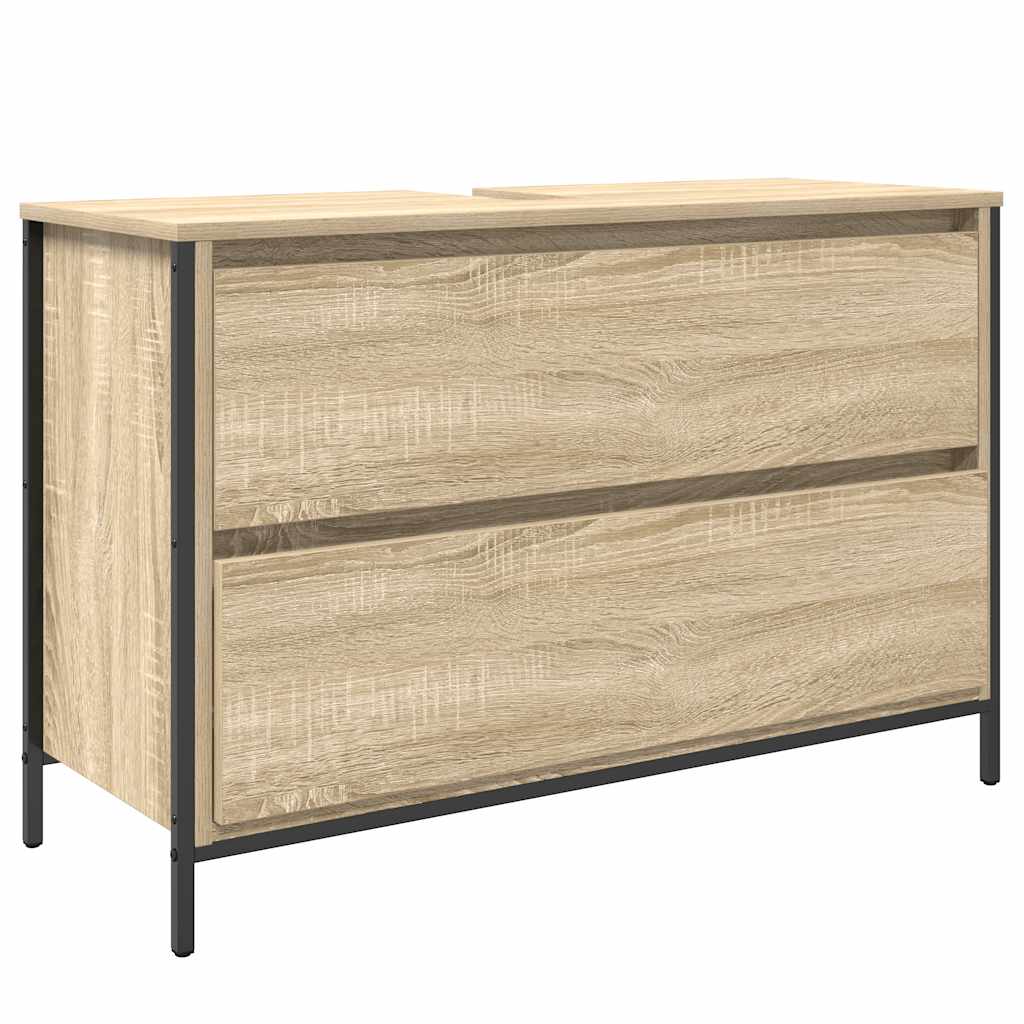 Badkamerkast met lades 90x34,5x60 cm Sonoma eikenkleurig is nu te koop bij PeponiXL, paradijselijk wonen!