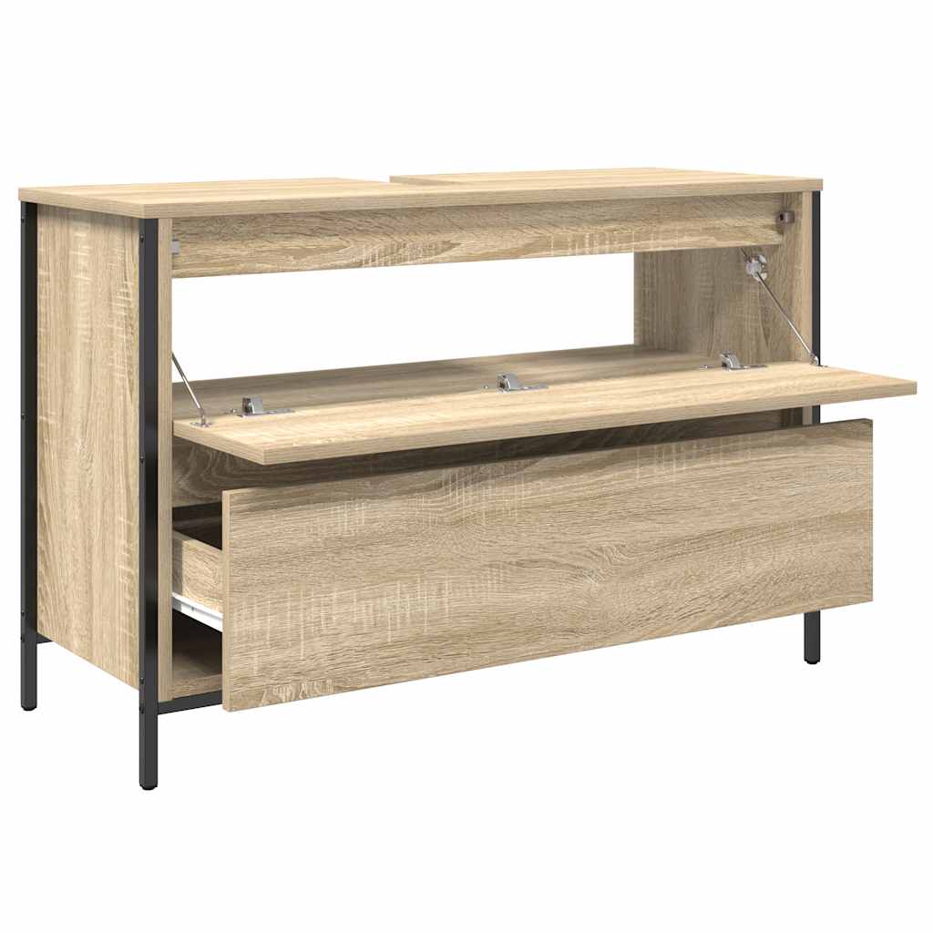 Badkamerkast met lades 90x34,5x60 cm Sonoma eikenkleurig is nu te koop bij PeponiXL, paradijselijk wonen!