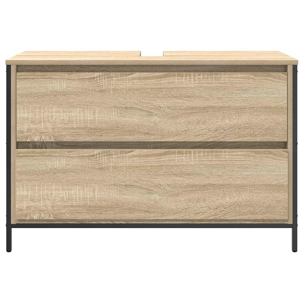 Badkamerkast met lades 90x34,5x60 cm Sonoma eikenkleurig is nu te koop bij PeponiXL, paradijselijk wonen!