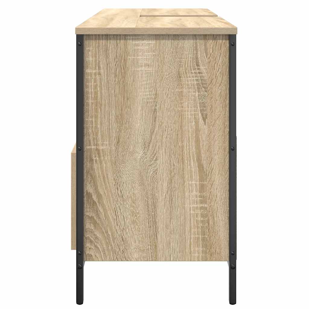 Badkamerkast met lades 90x34,5x60 cm Sonoma eikenkleurig is nu te koop bij PeponiXL, paradijselijk wonen!